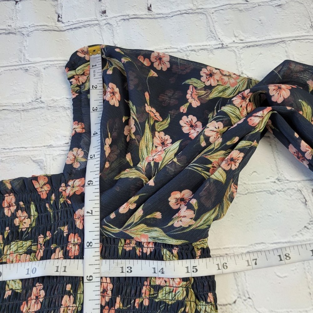 ✅ NWT 1.State black floral maxi dress smoked waist square neck size L - Picture 3 of 13